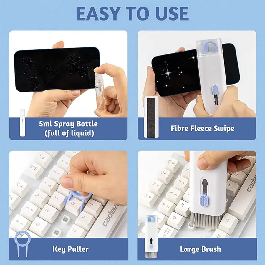 7-in-1 Computer Keyboard Cleaner Keycap Removal Cleaning Kit Earphone Cleaning Pen for Phone Tablet Screen Cleaning Brush Tool