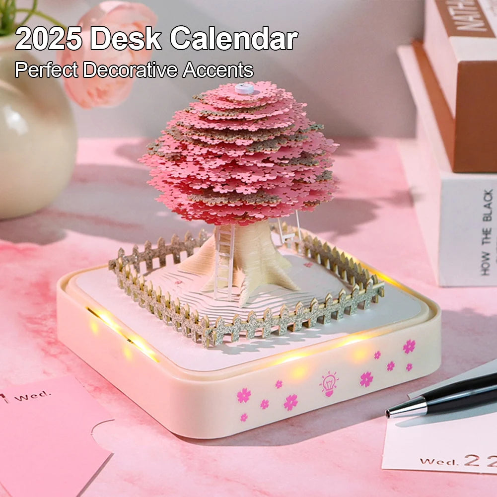 2025 3D Desk Calendar Memo Pad Calendar Carving Model Paper Art DIY Notes Calendar Sculpture 3D Calendar Tear Away Calendar Home