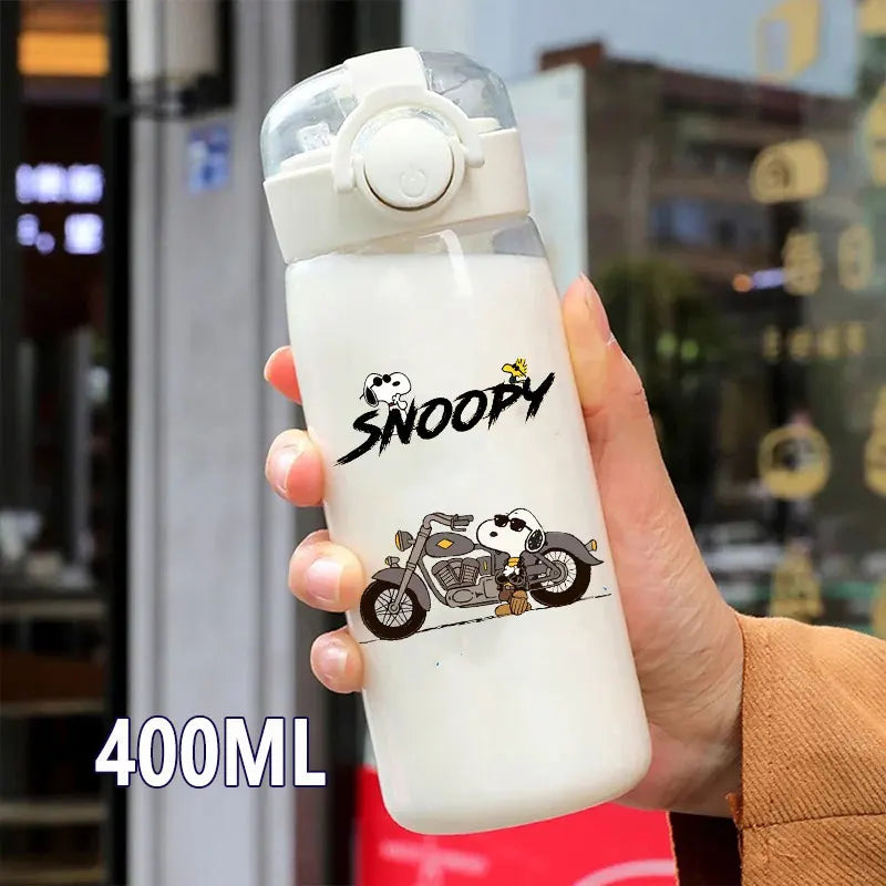 Snoopy Straw Water Cup Portable Plastic 600/400ML Charlie Browns Transparent Outdoor Large Capacity Sport Cute Water Bottle