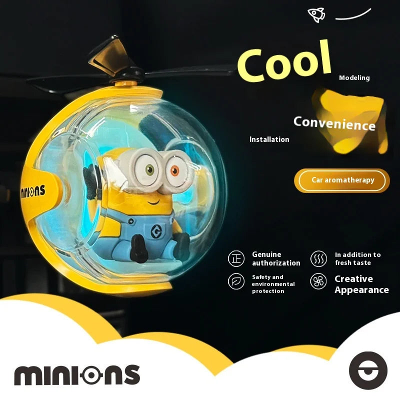 Minions New Cartoon Car Air Freshener Rotating Propeller Outlet Fragrance Magnetic Design Auto Accessories Interior Perfume gift