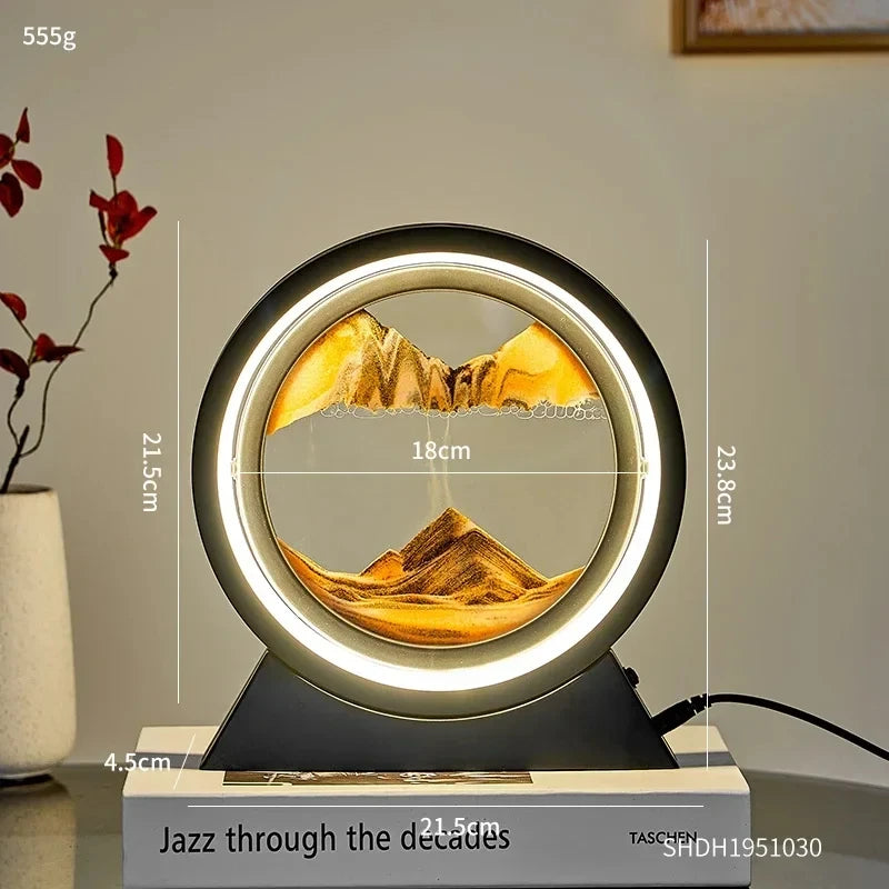 Creative Quicksand Table Lamp Moving Sand Art Picture 3D Hourglass Deep Sea Sandscape Bedroom Lamp for Home Decor Gifts