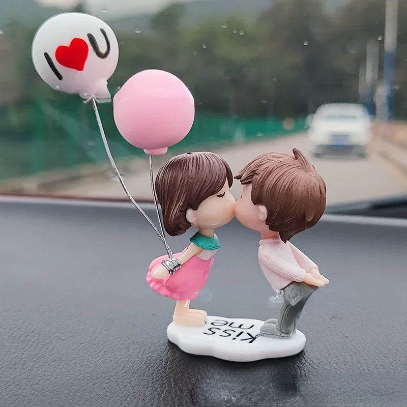 Car Decoration Cute Cartoon Couples Kiss Doll French Romantic Wedding Car Decoration Figurines Ornament Auto Interior Dashboard