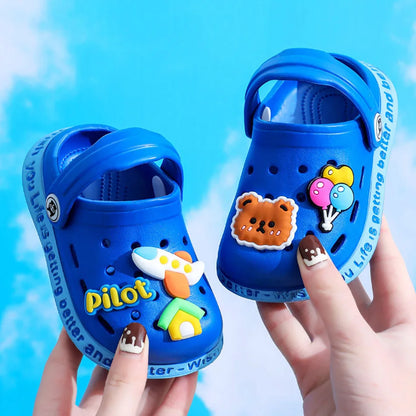 Breathable Cute Kids Summer Slipper Soft Sole Non-Slip Indoor Beach Sandals with Cartoon Bunny Dogs Holes for Boy Girl Children