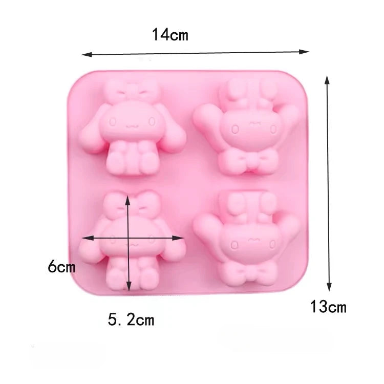 Kawaii DIY Sanrio Hello Kitty My Melody Kuromi Cinnamoroll Cookie Chocolate Baking Tool Cartoon Silicone Ice Block Mold Set