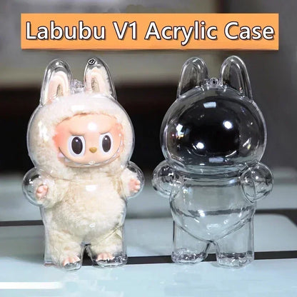 Protective Acrylic Case shell Transparent Organizer Box For Labubu V1 V2 upgraded Thickened Doll Bag Keychain Bags for POPMART