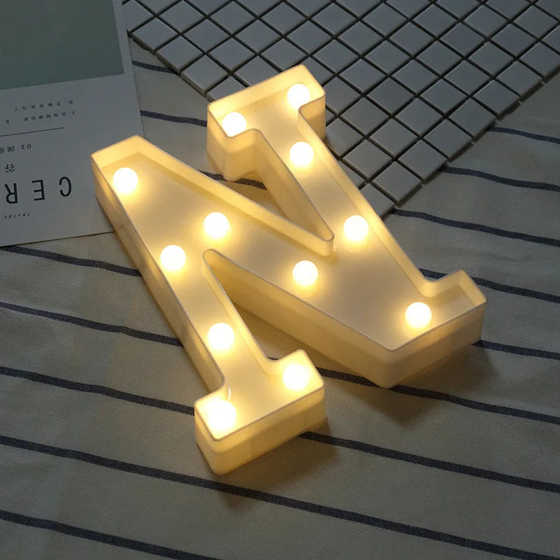 16/21CM DIY Luminous Lights LED Letter Night Light Creative Letters Alphabet Number Battery Lamp Romantic Party Decoration