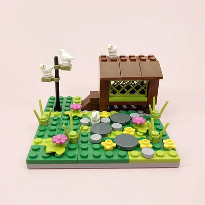 Farm MOC Building Blocks Animal Parts Pasture Bricks Kits Toys Chicken Coop Pig House Bullpen Birdhouse Compatible With LEGO