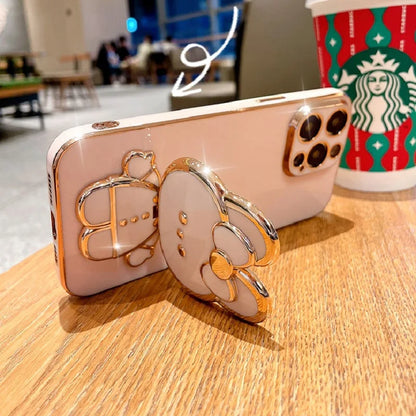 For Samsung Galaxy Note 8 Phone Case Soft Silicone Plating Cartoon Rabbit Fold Stand Makeup Mirror Bracket Cover