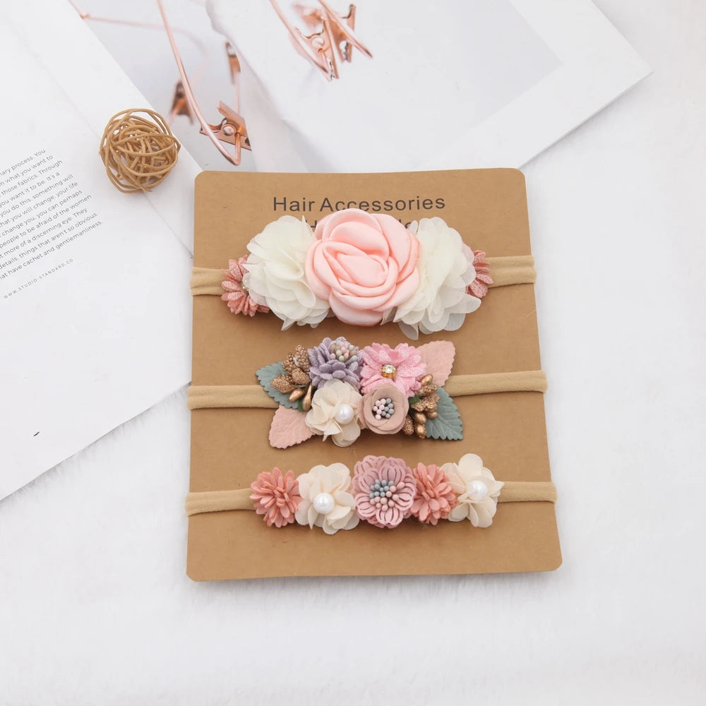 Baby Girl Headband set Cute Baby Elastic Hair Band Newborn Head Flower Toddler Headband Headwear Kids Accessories 3pcs/set