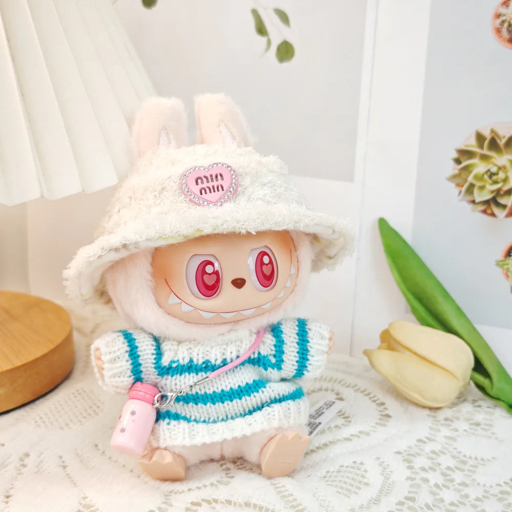 17cm Labubu I II Idol Dolls Cute Mini Plush Doll'S Clothes Korea Kpop Exo Idol Dolls DIY Accessories Pink Skirt Gifts New Style