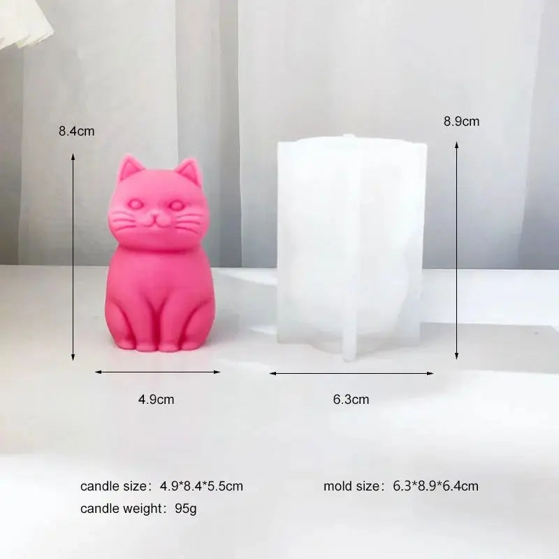 Cute Cat Silicone Candle Mould DIY Stand Pet Soap Resin Making Tool Animal Chocolate Cake Mold Plaster Doll Christmas Gift