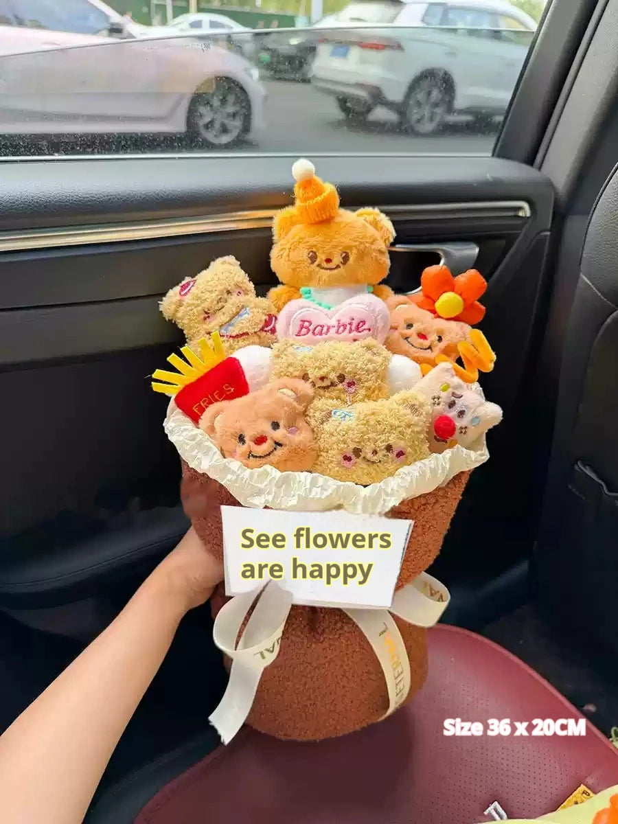 New Butter Bear Kawaii Send Girlfriend Doll Bouquet Cartoon Doll Birthday Present Halloween Gift Bouquet Christmas Girl Kids