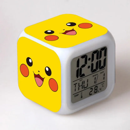 Pikachu Alarm Clocks 7 Color Change Night Light Desk Home Decor Pokemon Anime Peripheral Mini Clock Kids Gifts