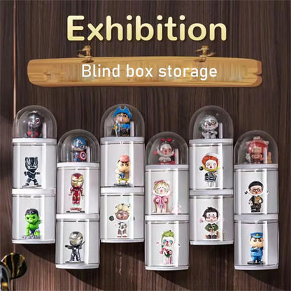 Display Box for Transparent Acrylic Rotating Wall Hanging Blind Box Storage for LEGO Doll Model Kits Cabinet for Pop Mart