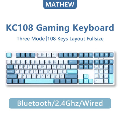 MATHEW KC108 RGB Gaming Keyboard 108 Keys Wireless Mechanical Keyboard Fullsize Hot-swappable Linear Switch for Mac/Win