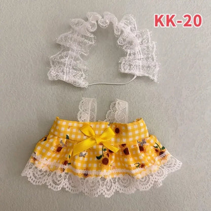 20cm doll replacememt clothes for 17cm Labubu outfit cotton doll cute and sweet Lolita dress  small skirt