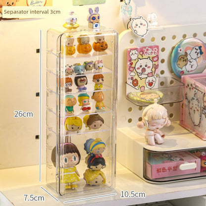 Transparent Cute Tablets Storage Box Desktop Multi-Layer Dustproof Hand-Made Blind Box Display Stand Pop Mart Small Ornaments Finishing Box