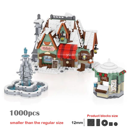 Loz Mini Street View Winter Town Santa Claus Home Building Block DIY Sled Shop Cake Shop Assembly Decor Toys For Kids Xmas Gifts