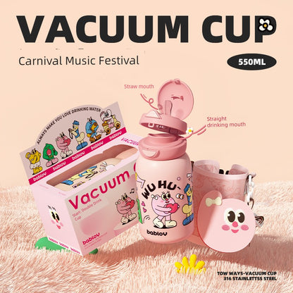 Bablov Vacuum Cup Girl Good-looking 316L Stainless Steel Cup Kids Portable Convenient Cute Straw Cup