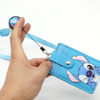 Cartoon Lanyard Badge Reel Work Name Card Holder Three Cards Pockets Business Work ID Badge Card Cover Children's Bus Card Bag