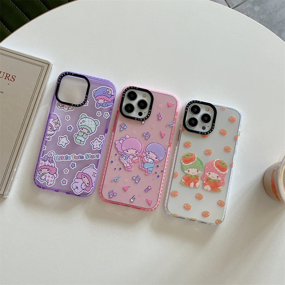 Luxury Little Twin Star Soft Clear Case protection for iPhone 16 15 13 12 11 14 Pro Max XS XR 7 8Plus X SE lovely original Coque