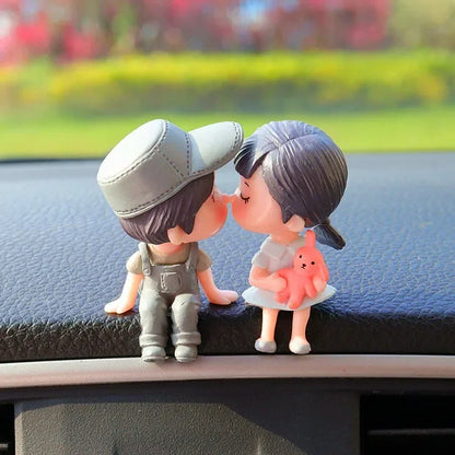 Car Decoration Cute Cartoon Couples Kiss Doll French Romantic Wedding Car Decoration Figurines Ornament Auto Interior Dashboard