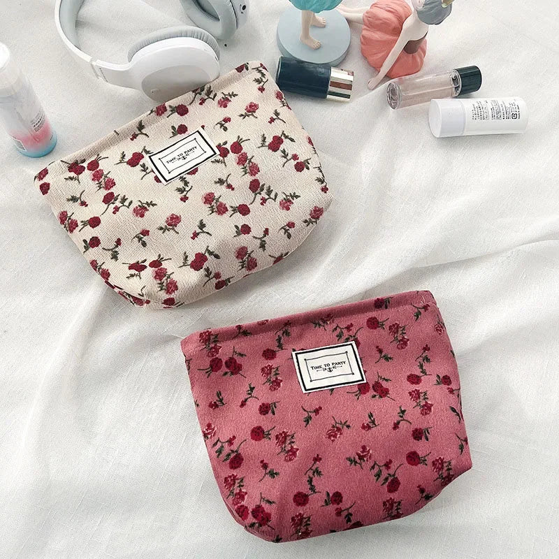 Corduroy Cosmetic Wash Bag Women Travel Leopard Print Makeup Pouch Lipstick Phone Organizer Case Women Clutch Make Up Bags