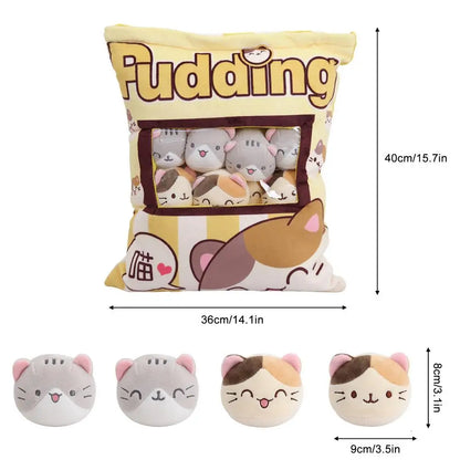 Cute Cat Snack Pillow Pudding Plushie A Bag Of Animal Plush Doll Removable Set Cute Kawaii Birthday Christmas Gift For Kids girl