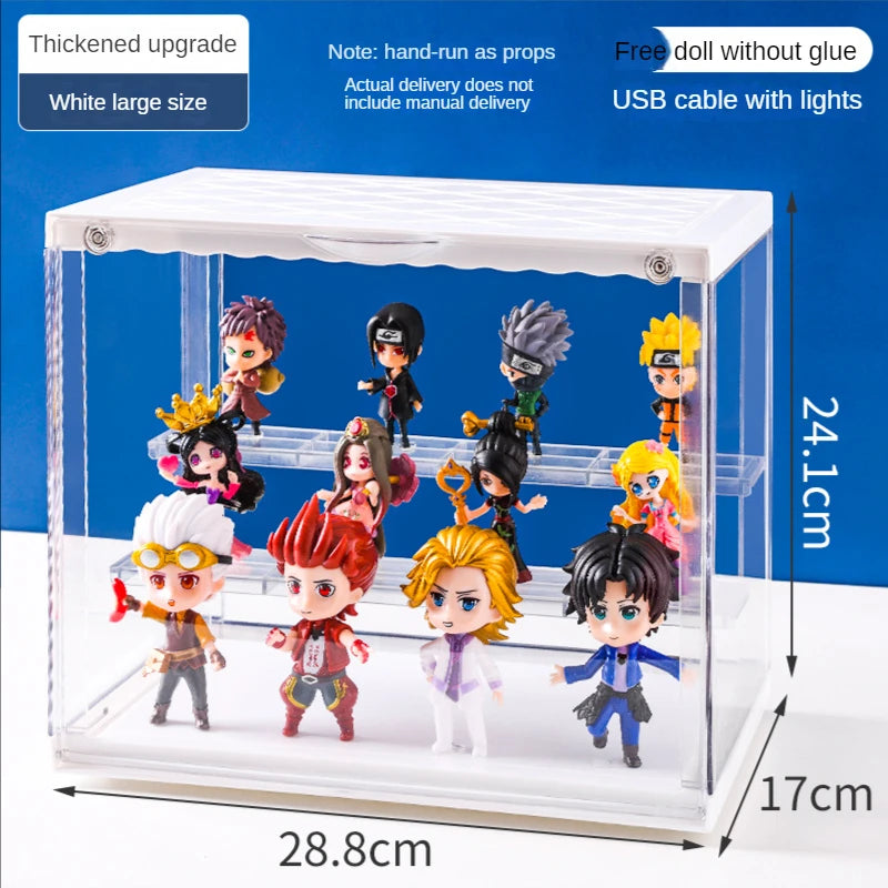 Magnetic storage box with lights, display acrylic cartoon dolls, suitable for POP MART collection, dustproof and waterproof