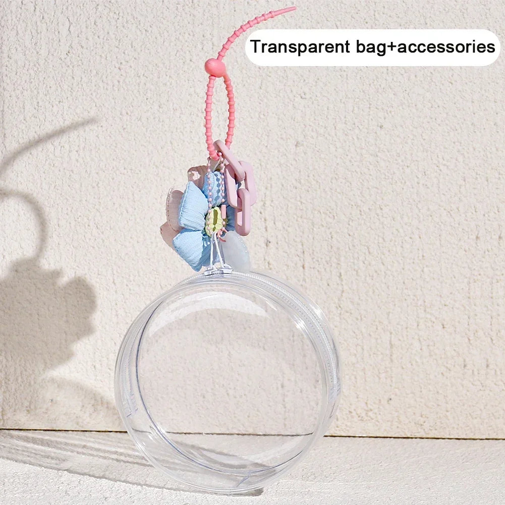 12/14cm Multi-color Doll Storage BagTransparent Round Doll Bag Circular Hanging Outdoor Doll Display Bag with Keychain