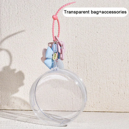 12/14cm Multi-color Doll Storage BagTransparent Round Doll Bag Circular Hanging Outdoor Doll Display Bag with Keychain