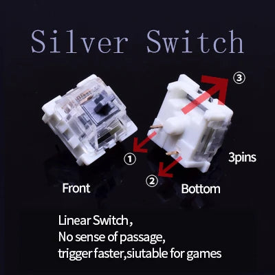 Outemu Switch for Keyboard 3Pin Dustproof Linear Tactile Clicky Silent Switches for MX Mechanical Keyboards Gaming Switch DIY