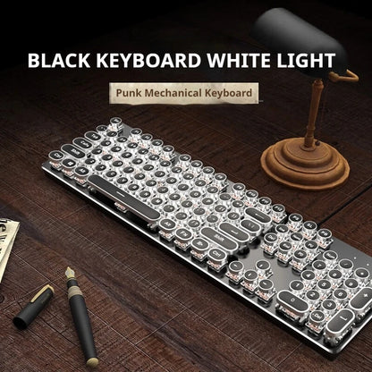 EWEADN TK100 Punk Typewriter Mechanical Gaming Keyboard, 104Keys with LED Backlit USB Wired Keyboards, for Windows Laptop PC