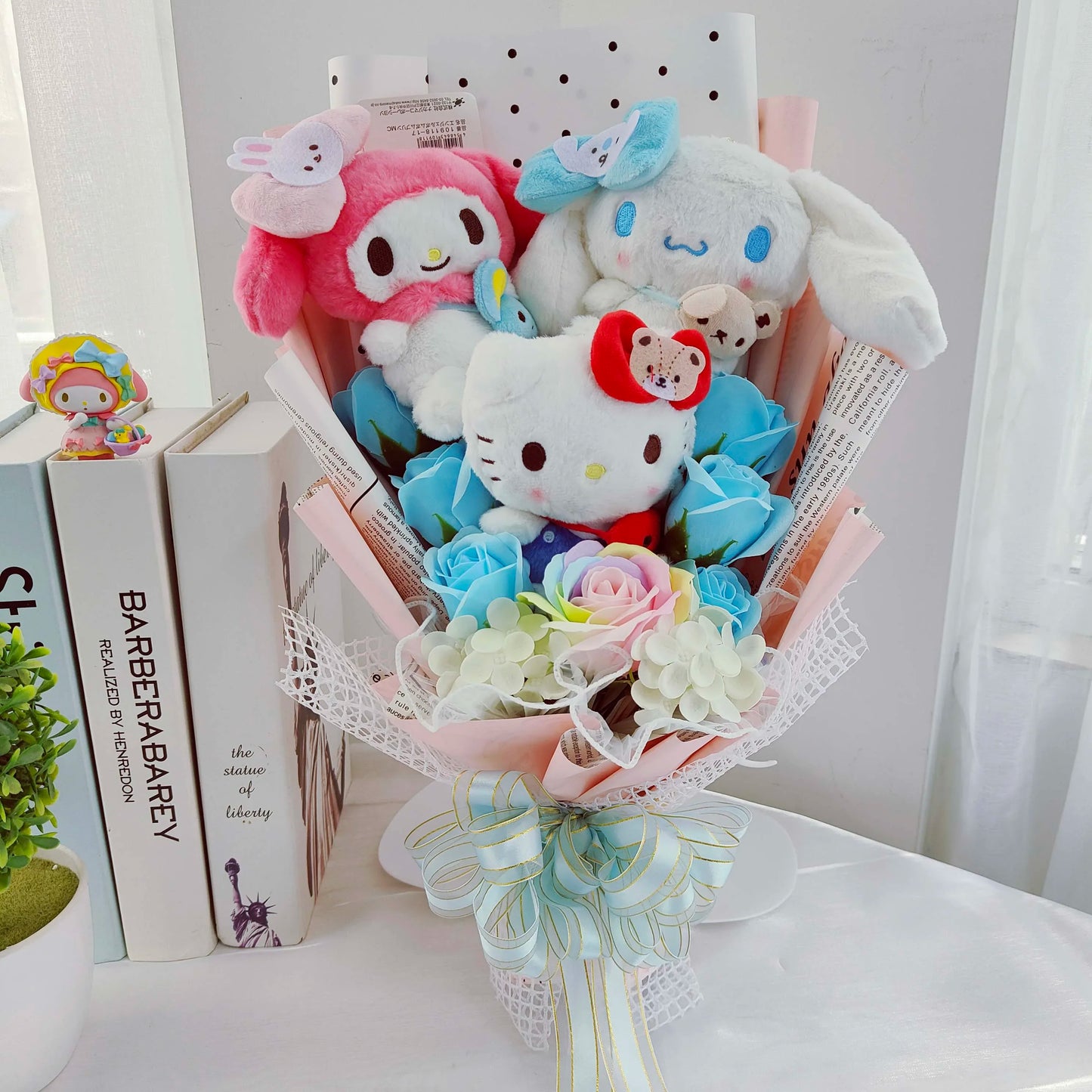 Christmas Gifts Sanrio Plush Cartoon  Bouquet My Melody Kuromi Cinnamoroll Kt Cat Plush Doll Toy Valentine Graduation Gifts