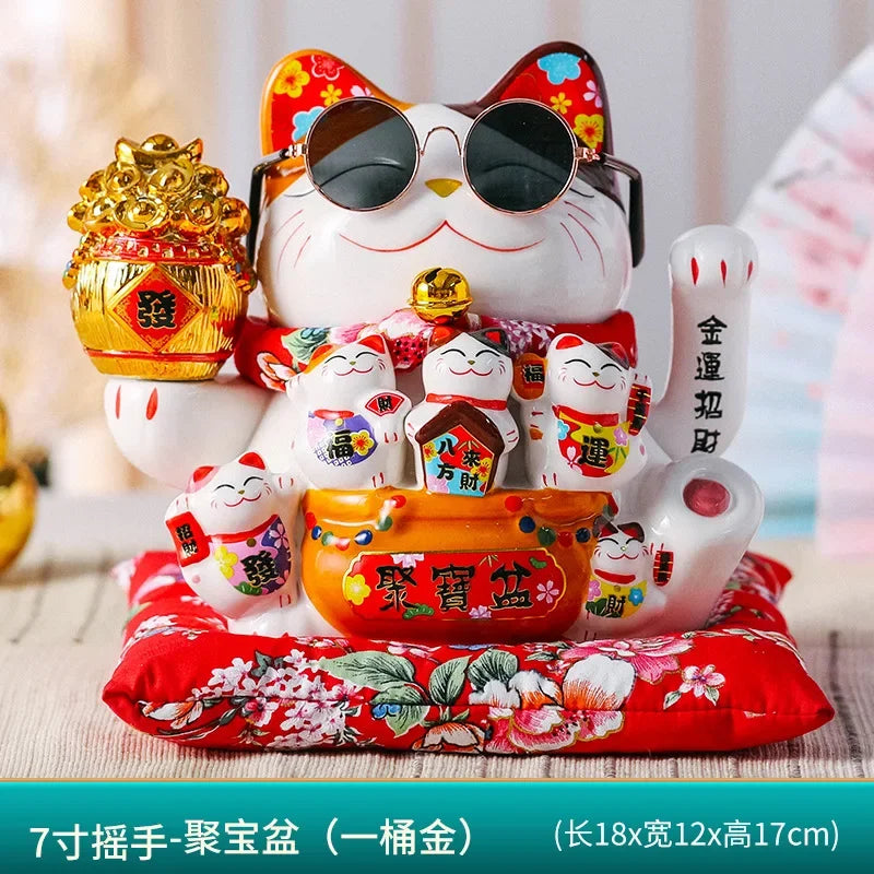 2023 Lucky Cat Decoration ornaments Lucky Cat Radio Wave Treasure Shop Gift China Good Luck Home Decoration Craft Gift