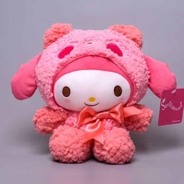 Sanrio Cartoon Kawali Kuromi Hello Kitty My Melody Cinnamoroll Pillow Plush Toys Soft Stuffed Dolls for Kids Birthday Gifts