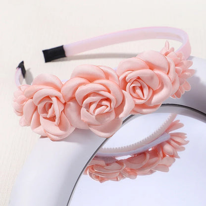 Handmade Head Flower Girls Headbands Baby Hairband Pearl Feather Wedding Princess Kids Dance Party Headwear Newborn Accessories