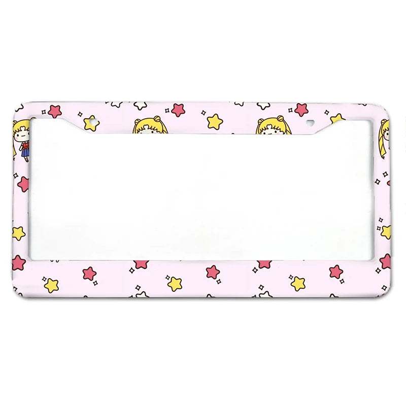 Anime Beauty Girl Series American Standard Aluminum Alloy Car License Plate Cover Car Accessories Waterproof License Plate Cover