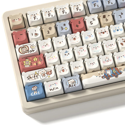 133 Keys MAO Profile  Cute Bear PBT Keycaps Customs Dye Sub Key caps for 61/87/104 Cherry MX Switch Gaming Mechanical Keyboard