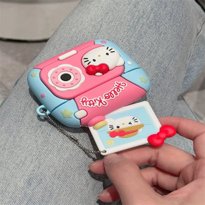 For Airpods 4 Case 2024,Hello Kitty Camera With Keychain Protective Earphone Silicone Cover For Airpod 4 Case Girls Women Funda