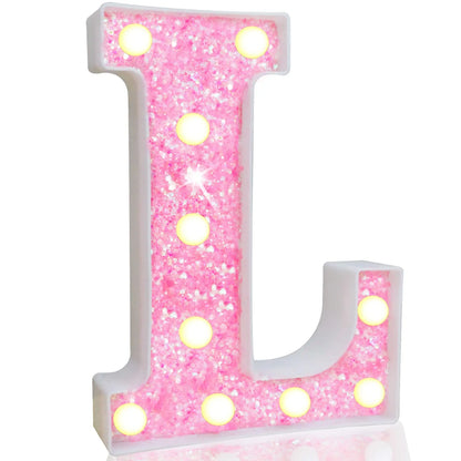 NEW DIY LED Letter Lights Glitter Alphabet Light Up Letter Sign Night Light Gifts Birthday Wedding Christmas Party Decoration