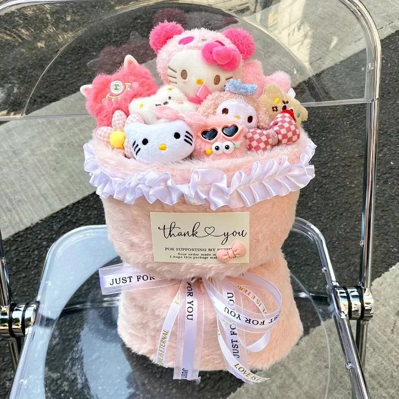 Sanrio Hello Kitty Doll Bouquet Flowers Anime Cartoon Soft Fashion Flower Room Decoration Girl Holiday Graduation Gift