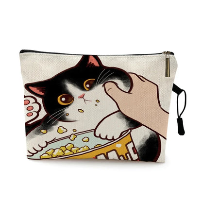 Mvensh Cute Kissing Cat Makeup Bag With Printing Pattern Cute Organizer Bag Pouchs For Travel Bags Pouch Women's Cosmetic Bag