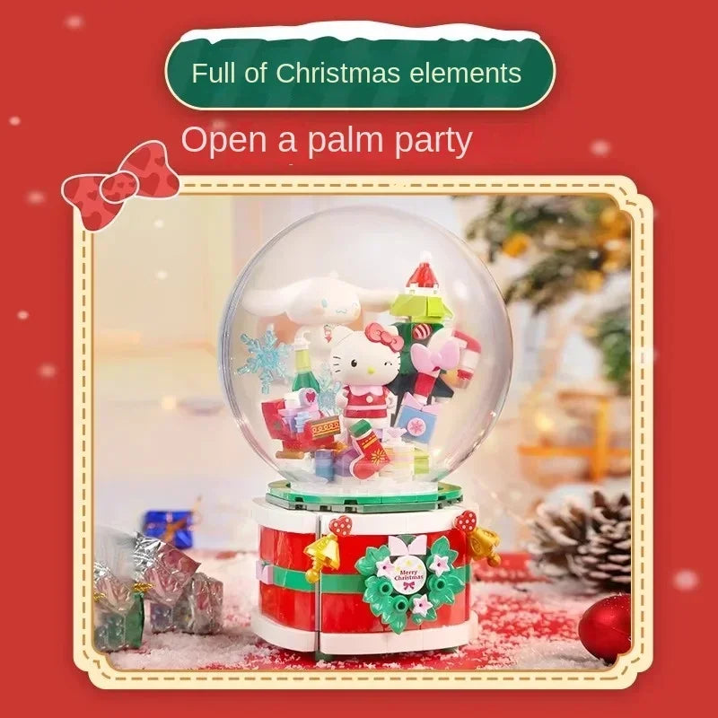 Christma Gift Keeppley Pokemon Sanrio Wish Music Box Model Picchu Hellokitty Assembly Building Block Decoration Toy for Children