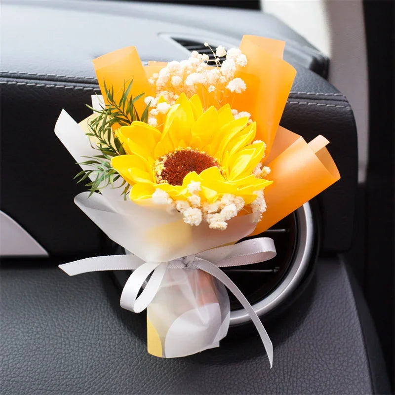 Car Dried Flower Bouquet Car Fragrance Air Outlet Dried Flower Mini Valentine's Day Gift Car Fragrance Bouquet Lucky Decoration