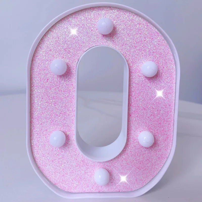 Luxury Alphabet Pink Letter LED Luminous Number Lamp  Battery Night Light for Home Birthday Wedding  Christmas Party Decoration