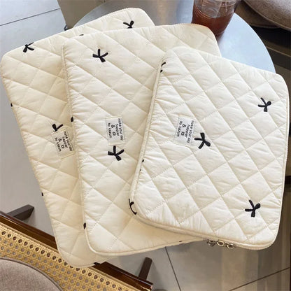 Cute Sleeve Bow Embroidery Computer Bag Tablet Sleeve Case 11 13.3 14 15.6 Inch Women Laptop Sleeves for Macbook Ipad HP ASUS