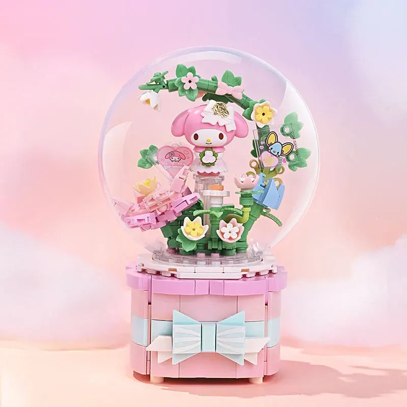 Keeppley Building Blocks Sanrio Music Box Kuromi My Melody Educational Splicing Toy Model Desktop Ornament Collection Gift