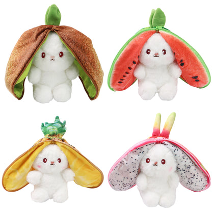 New Original Bunny Plush Toy Cute Fruit Rabbit Stuffed Fruit Transform Cuddly Bunny Soft Doll for Kids Birthday Christmas Gift