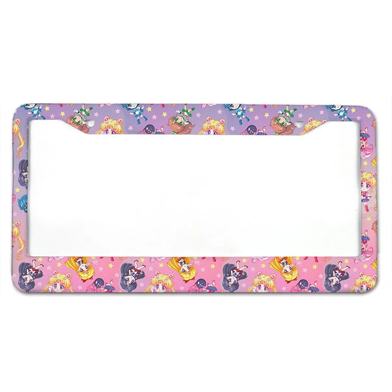 Anime Beauty Girl Series American Standard Aluminum Alloy Car License Plate Cover Car Accessories Waterproof License Plate Cover